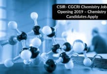 CSIR- CGCRI Chemistry Job Opening 2019 – Chemistry Candidates Apply