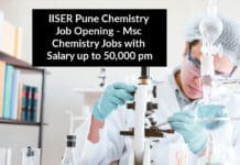 IISER Pune Chemistry Job Opening - Msc Chemistry Jobs with Salary up to 50,000 pm