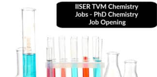IISER TVM Chemistry Jobs - PhD Chemistry Job Opening