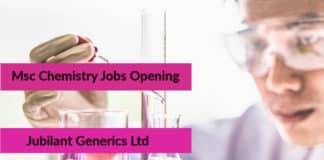 Jubilant Msc Chemist Job Opening – Msc Chemist Post