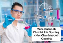 Mahagenco Lab Chemist Job Opening - Msc Chemistry Job Opening