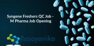 Syngene Freshers QC Job - M Pharma Job Opening