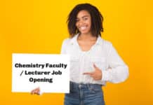 Chemistry Faculty / Lecturer Job Opening With High Salary