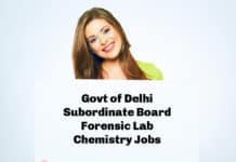 Govt Delhi Subordinate Board Forensic Lab Chemistry Jobs 2020