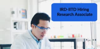 IRD-IITD Hiring Research Associate - Chemistry Candidates Apply Salary up to 54,000 pm
