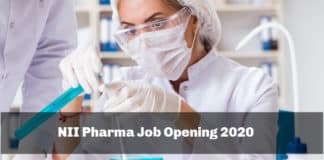 NII Pharma Job Opening 2020 - Junior Research Fellow