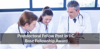 Postdoctoral Fellow Post in J.C. Bose Fellowship Award - IISER Kolkata 55,000 pm Fellowship