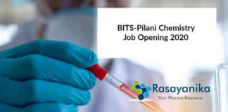 BITS-Pilani Chemistry Recruitment 2020 - Salary of 31,000 +HRA