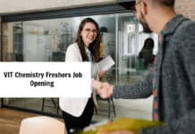 VIT Freshers Job Opening 2020 – Chemistry Candidates Apply