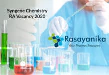 Syngene Chemistry RA Vacancy 2020 - Apply Now