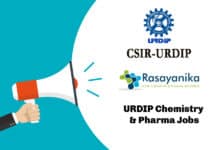 CSIR - URDIP Chemistry & Pharma Recruitment 2020