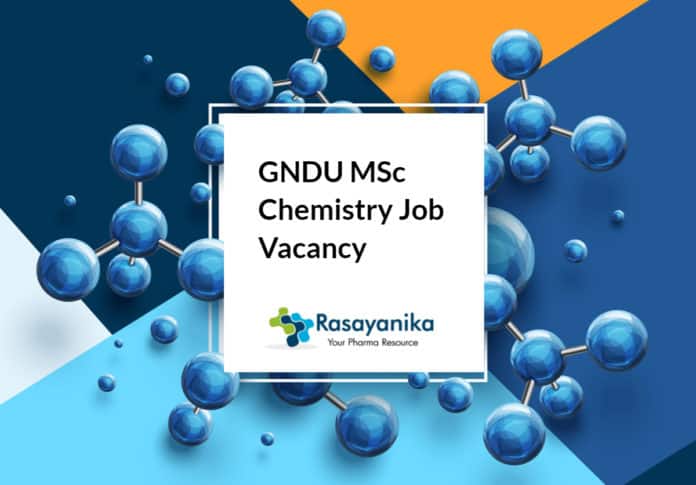 GNDU MSc Chemistry Job Vacancy - Junior Research Fellow