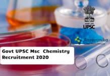 Govt UPSC Msc Organic / Inorganic Chemistry Recruitment 2020 - Apply Online