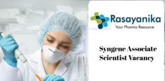 Syngene Associate Scientist Vacancy - Chemistry & Pharma