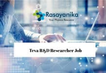 Teva R&D Researcher Job Opening - Chemistry Candidates Apply