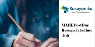 MAHE Post Doc Fellow Job Vacancy – Chemistry Jobs 2020