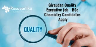 Givaudan Quality Executive Job - BSc Chemistry Candidates Apply