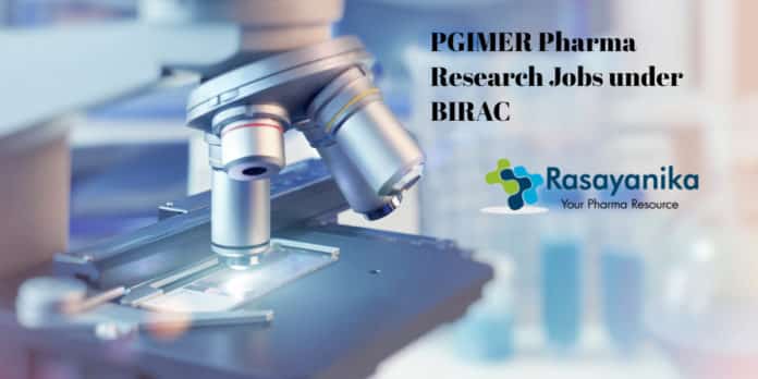 PGIMER Research Jobs under BIRAC - Pharma Candidates Apply