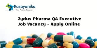 Zydus Pharma QA Executive Job Vacancy - Apply Online