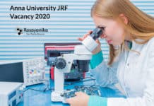 Anna University JRF Vacancy 2020 - Salary up to 44,000/- pm