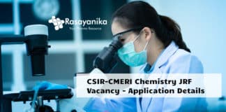 CSIR-CMERI Chemistry JRF Vacancy - Application Details