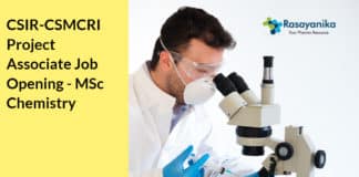 CSIR-CSMCRI Project Associate Job Opening - MSc Chemistry