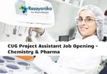 CUG Project Assistant Job Opening - Chemistry & Pharma