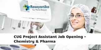 CUG Project Assistant Job Opening - Chemistry & Pharma