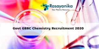 Govt GBRC Chemistry Recruitment 2020 - Application Details
