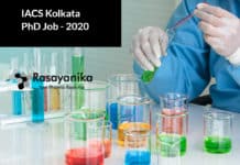 IACS Kolkata PhD Job - Chemistry Research Associate