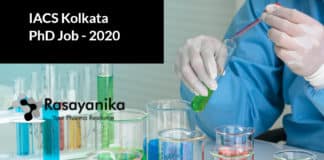 IACS Kolkata PhD Job - Chemistry Research Associate