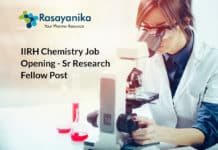 IIRH Chemistry Job Opening - Sr Research Fellow Post