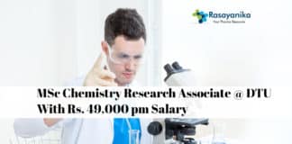 MSc Chemistry Research Associate @ DTU With Rs. 49,000 pm Salary