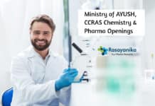 Ministry of AYUSH, CCRAS Chemistry & Pharma Openings 2020