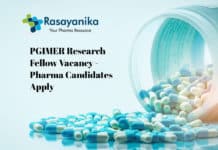 PGIMER Research Fellow Vacancy - Pharma Candidates Apply