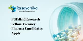 PGIMER Research Fellow Vacancy - Pharma Candidates Apply