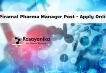 Piramal Pharma Manager Post Vacancy - Apply Online