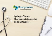 Springer Nature Pharmacovigilance Job - Medical Writer