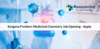Syngene Freshers Medicinal Chemistry Job Opening - Apply