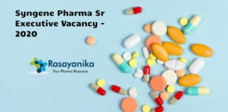 Syngene Pharma Sr Executive Vacancy - Apply Online
