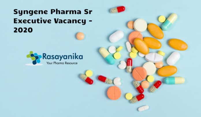 Syngene Pharma Sr Executive Vacancy - Apply Online