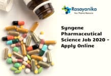 Syngene Pharmaceutical Science Job 2020 - Apply Online