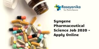 Syngene Pharmaceutical Science Job 2020 - Apply Online