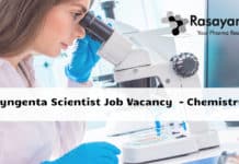 Syngenta Scientist Job Vacancy 2020 – Chemistry Candidates Apply