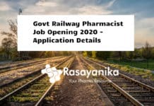 Govt Railway Pharmacist Job Opening 2020 - Application Details