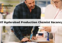 IIT Hyderabad Production Chemist Vacancy - Application Details