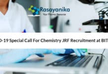 COVID-19 Special Call For Chemistry JRF Recruitment at BITS Pilani