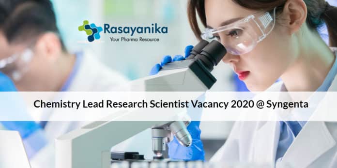 Chemistry Lead Research Scientist Vacancy 2020 @ Syngenta
