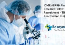 ICMR-NIRRH Pharma Research Fellow Recruitment – TB Reactivation Project