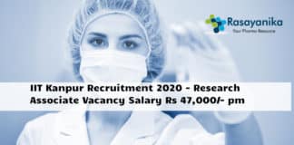 IIT Kanpur Recruitment 2020 - Research Associate Vacancy Salary Rs 47,000/- pm